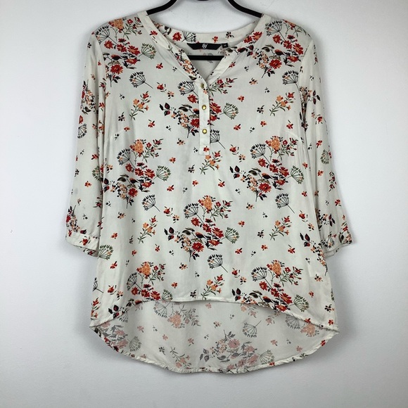 Fig Tops - Fig Floral Button Down in Off White